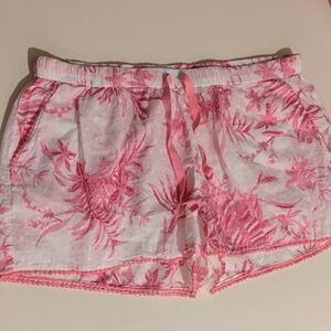 Beacon Cove Pink Floral Pajamas Short  Woman Set Size M 100% Cotton